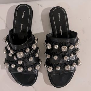 Proenza Schouler Black Sandals with Silver Accents